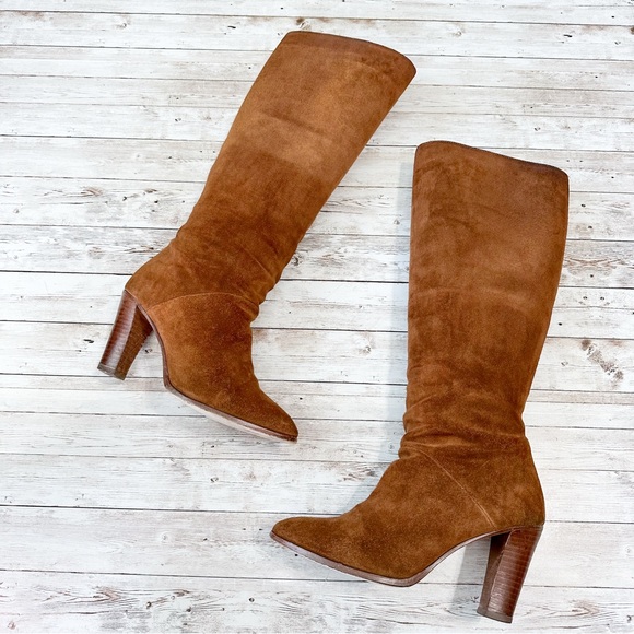 Sezane Abby Knee High Boots Camel Brown Suede Size 39 US 8 - Picture 12 of 16